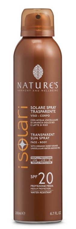 NATURES I SOLARI SPRAY TRASPARENTE SPF20 200 ML - pharmaluna