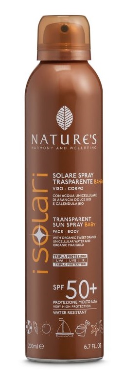 NATURES I SOLARI SPRAY TRASPARENTE BAMBINI SPF50+ 200 ML - pharmaluna