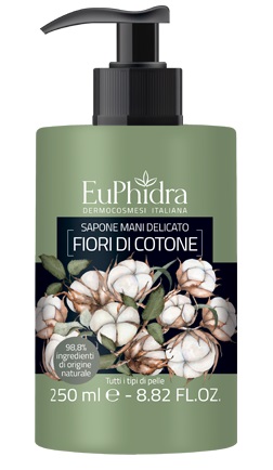 EUPHIDRA SAPONE LIQUIDO MANI COTONE IN FLACONE CON ETICHETTA DISPENSER - pharmaluna