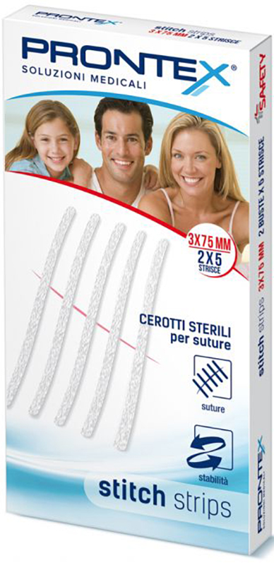 PRONTEX STITCH STRIPS 3X75 10 PEZZI - pharmaluna