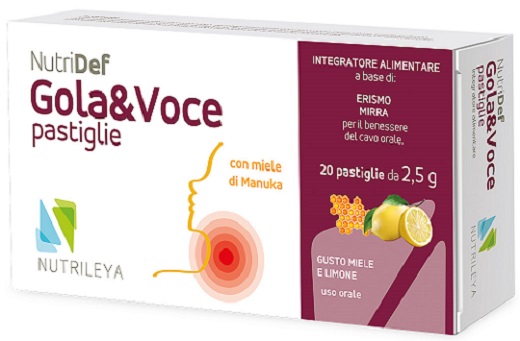NUTRIDEF GOLA & VOCE MIELE E LIMONE 20 PASTIGLIE - pharmaluna