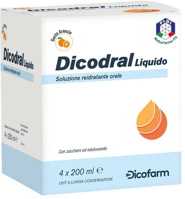 DICODRAL LIQUIDO SOLUZIONE REIDRATANTE ORALE 4 X 200 ML - pharmaluna