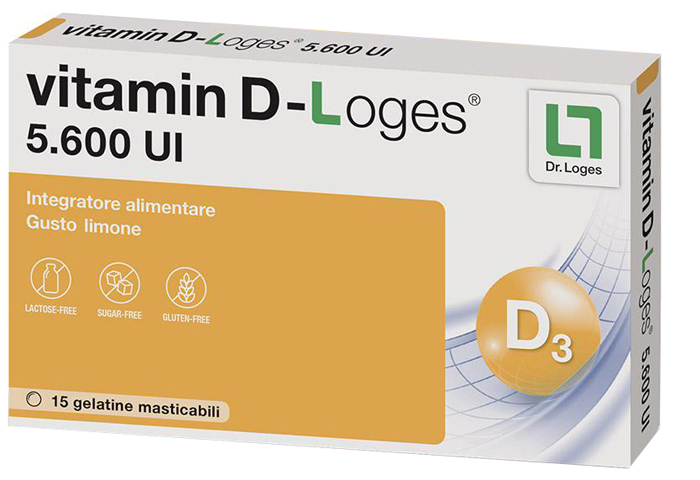 VITAMIN D-LOGES 15 GELATINE MASTICABILI GUSTO LIMONE - pharmaluna
