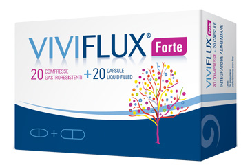 VIVIFLUX FORTE 20 COMPRESSE GASTRORESISTENTI + 20 CAPSULE LIQUID FILLER - pharmaluna