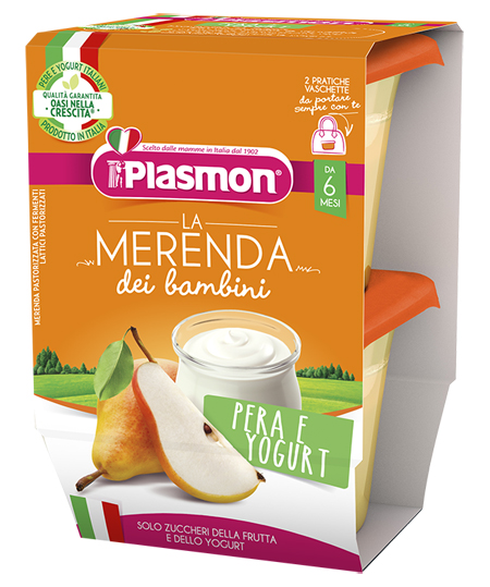 PLASMON LA MERENDA DEI BAMBINI SAPORI DI NATURA PERA YOGURT ASETTICO 2 X 120 G - pharmaluna