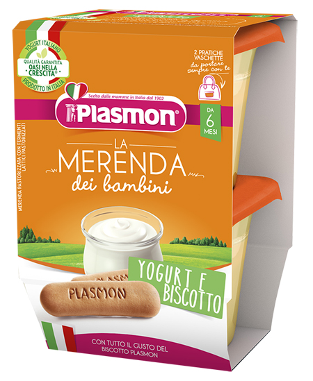 PLASMON LA MERENDA DEI BAMBINI SAPORE DI NATURA YOGURT BISCOTTO ASETTICO 2 X 120 G - pharmaluna