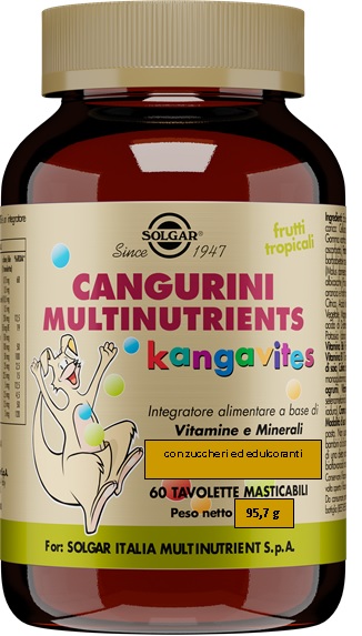 CANGURINI MULTINUTRIENTS FRUTTI TROPICALI 60 TAVOLETTE - pharmaluna