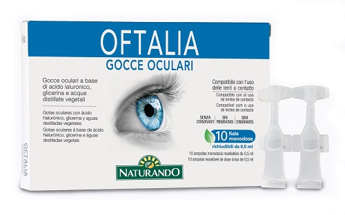 GOCCE OCULARI MONODOSE OFTALIA 2 STRIP DA 5 FIALE DA 0,5 ML - pharmaluna