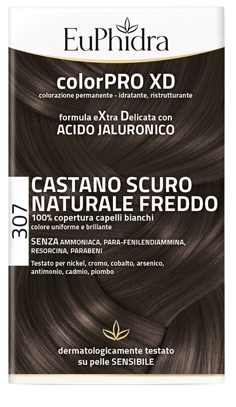 EUPHIDRA COLORPRO XD 307 CASTANO SCU NATURALE F COLORE + ATTIVANTE + BALSAMO + CUFFIA + GUANTI - pharmaluna