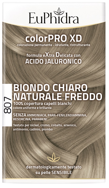 EUPHIDRA COLORPRO XD 807 BIONDO CHIARO NATURALE F COLORE + ATTIVANTE + BALSAMO + CUFFIA + GUANTI - pharmaluna