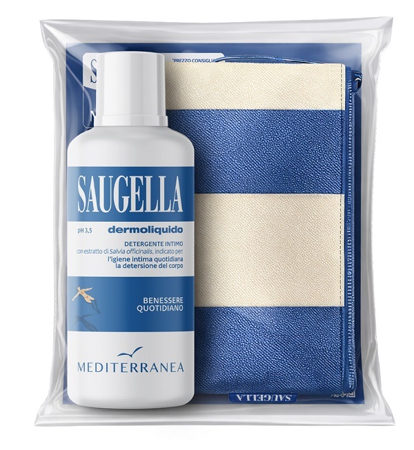 SAUGELLA MEDITERRANEA BUNDLE DERMOLIQUIDO 500 ML + GADGET POCHETTE - pharmaluna