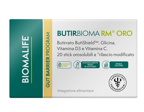 BIOMALIFE BUTIRBIOMA RM ORO 20 STICK OROSOLUBILI SENZA EDULCORANTI SENZA ZUCCHERI AGGIUNTI SENZA GLUTINE NATURALMENTE PRIVO DI LATTOSIO - pharmaluna