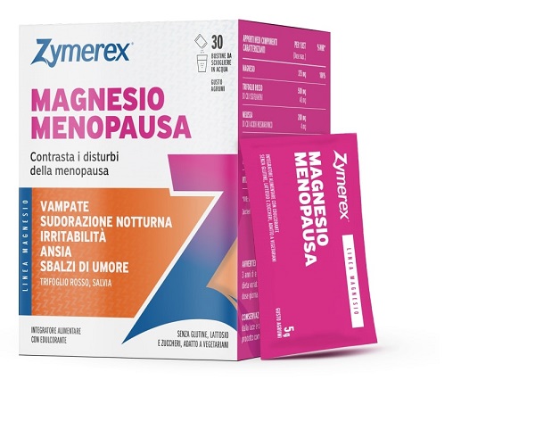 ZYMEREX MAGNESIO MENOPAUSA 30 BUSTINE DA 5 G GUSTO AGRUMI CON EDULCORANTE SENZA ZUCCHERI SENZA GLUTINE SENZA LATTOSIO - pharmaluna