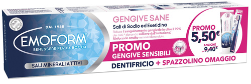 EMOFORM GENGIVE SANE DENTIFRICIO 100 ML + SPAZZOLINO EXTRA MORBIDO IN OMAGGIO - pharmaluna
