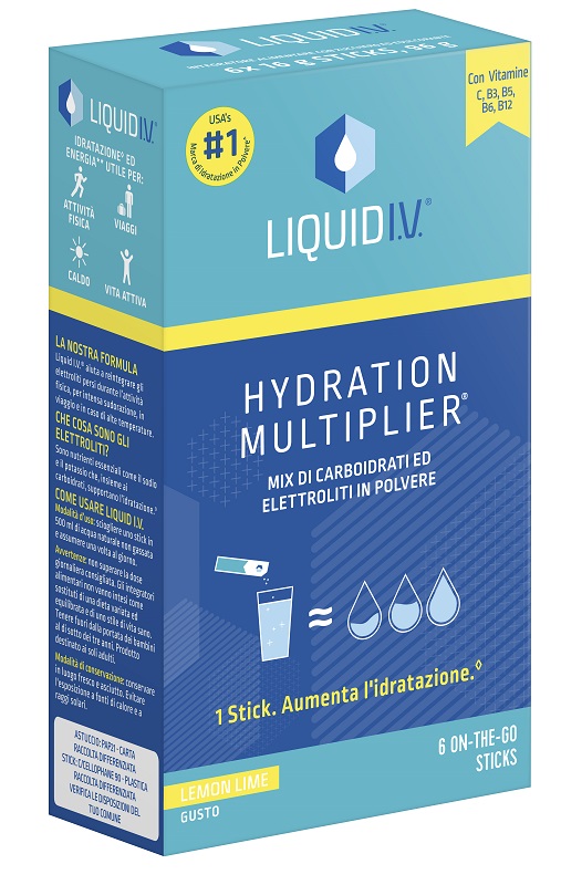 LIQUID IV HYDRATION MULTIPLIER LEMON LIME 6 ON-THE-GO STICKS DA 12 G - pharmaluna