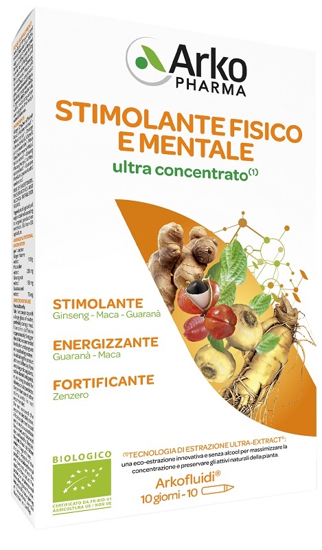 ARKOFLUIDI STIMOLANTE FISICO MENTALE ULTRACONCENTRATO 10 FIALE DA 15 ML - pharmaluna