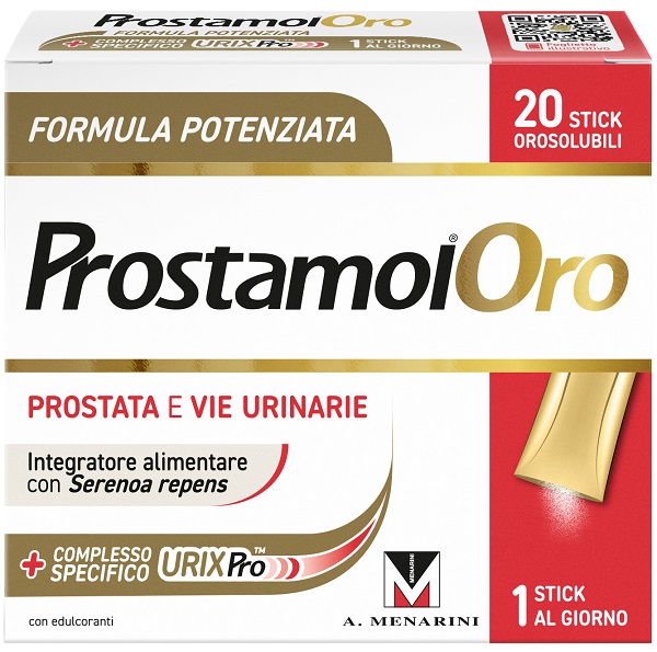 PROSTAMOL ORO 20 STICK OROSOLUBILI DA 1,6 G GUSTO FRUTTI ROSSI CON EDULCORANTI SENZA ZUCCHERI SENZA GLUTINE NATURALMENTE PRIVO DI LATTOSIO - pharmaluna