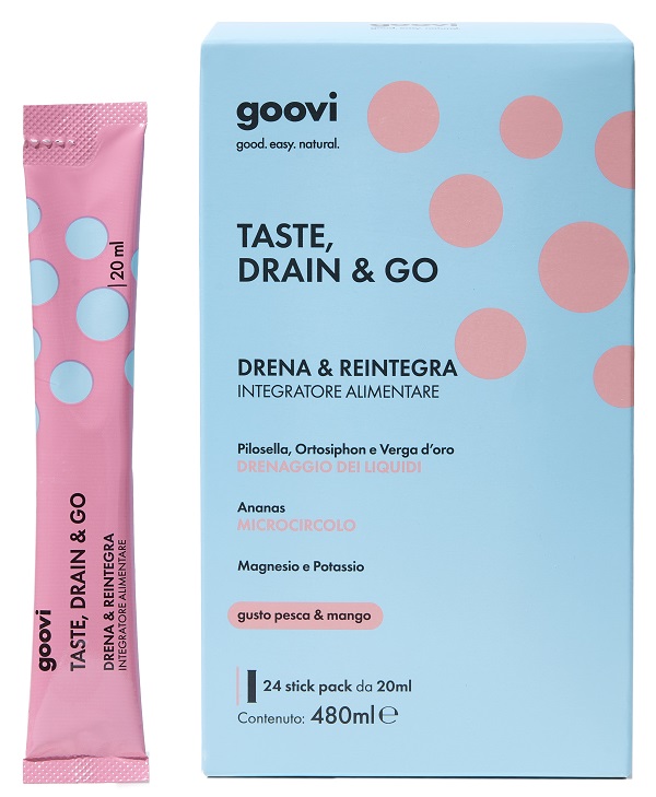 GOOVI TASTE DRAIN&GO GUSTOO PESCA&MANGO 24 STICKPACK SENZA GLUTINE NATURALMENTE PRIVO DI LATTOSIO - pharmaluna