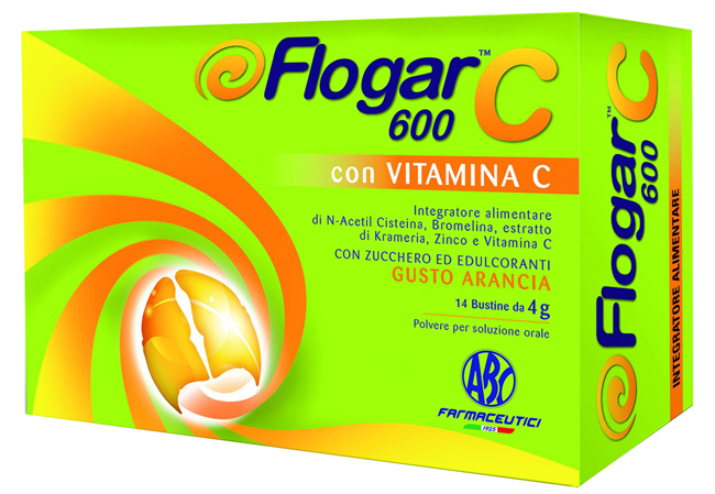 FLOGAR  C 600 CON VITAMINA C 14 BUSTINE GUSTO ARANCIA - pharmaluna