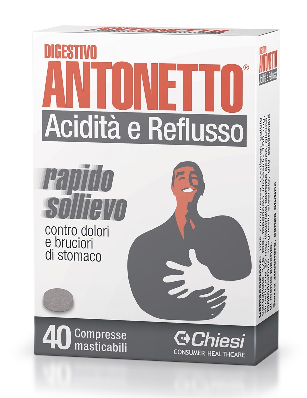 DIGESTIVO ANTONETTO ACIDITA' E REFLUSSO 40 COMPRESSE MASTICABILI - pharmaluna