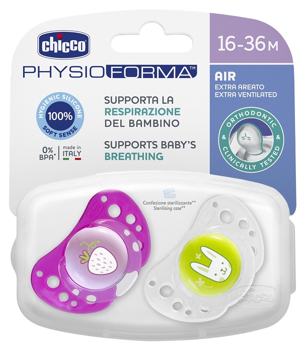 CHICCO SUCCHIETTO AIR GIRL IN SILICONE 16-36 MESI 2 PEZZI - pharmaluna