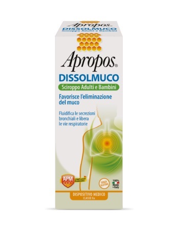 APROPOS DISSOLMUCO SCIROPPO ADULTI E BAMBINI 230 G - pharmaluna