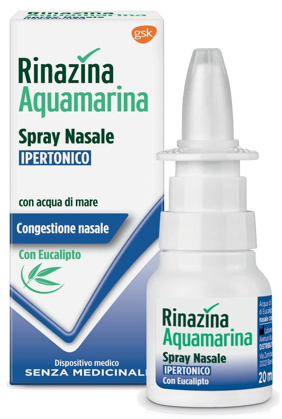 RINAZINA AQUAMARINA SPRAY NASALE IPERTONICO CON EUCALIPTO 20 ML - pharmaluna