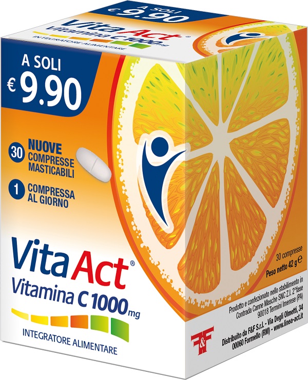 VITA ACT VITAMINA C 1000 MG 30 COMPRESSE MASTICABILI - pharmaluna