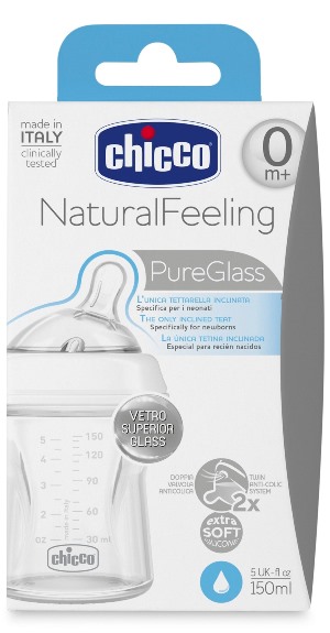 CHICCO BIBERON NATURALFEELING VETRO 0M+ 150 ML - pharmaluna
