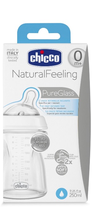 CHICCO BIBERON NATURALFEELING VETRO 0M+ 250 ML - pharmaluna