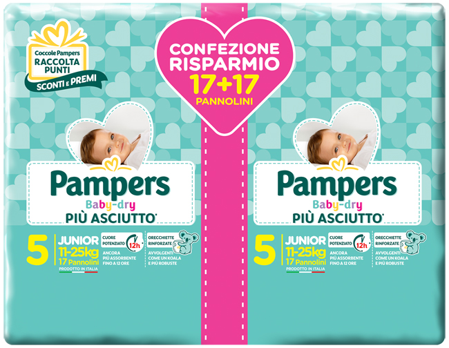 PAMPERS BABY DRYDUO DWCT JUNIOR X 34 PEZZI - pharmaluna