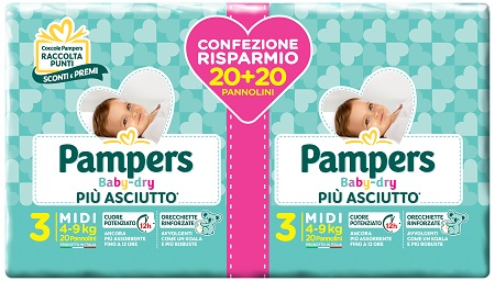 PAMPERS BABY DRYDUO DWCT MIDI 40 PEZZI - pharmaluna