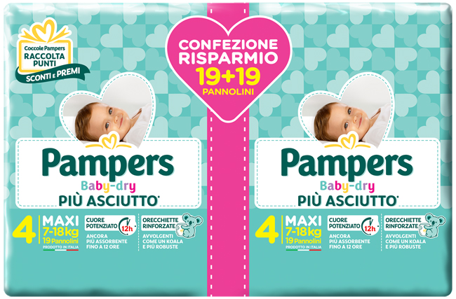 PAMPERS BABY-DRY DUO DWCT MAXI 38 PEZZI - pharmaluna