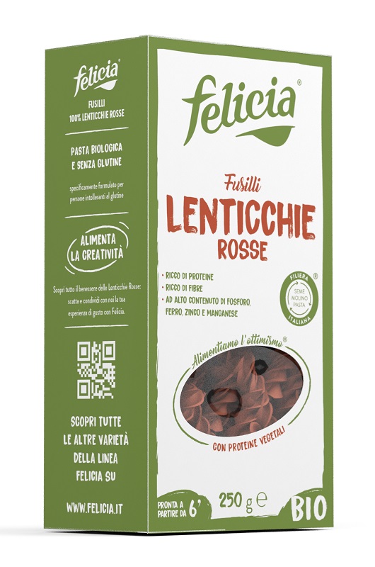 FELICIA BIO FUSILLI DI LENTICCHIE ROSSE 250 G - pharmaluna