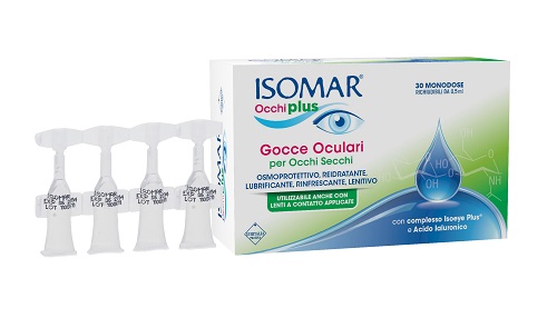 ISOMAR OCCHI PLUS GOCCE OCULARI PER OCCHI SECCHI ALL'ACIDO IALURONICO 0,25% 30 FLACONCINI MONODOSE - pharmaluna