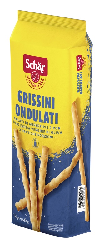 SCHAR GRISSINI ONDULATI SALATI IN SUPERFICIE 3 PORZIONI DA 50 G - pharmaluna