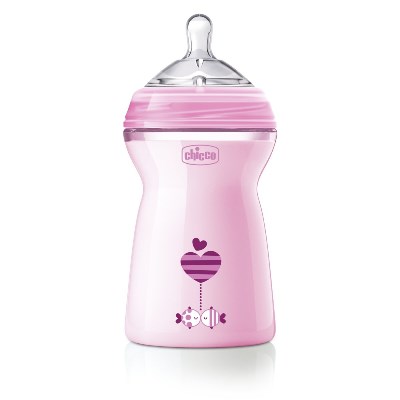 CHICCO BIBERON NATURAL FEELING 6M+ GIRL 330 ML - pharmaluna