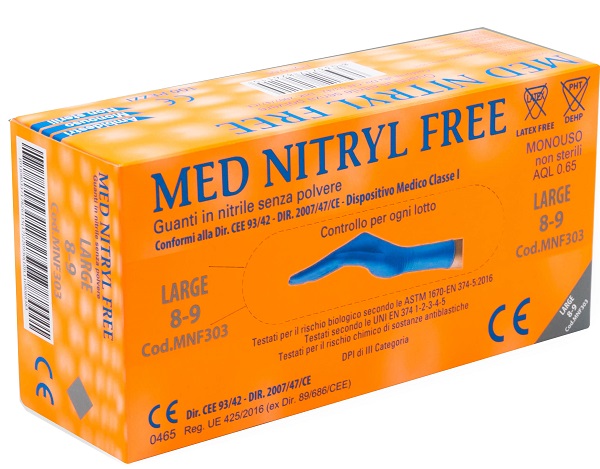 GUANTI NITRILE SENZA POLVERE LARGE 100 PEZZI - pharmaluna