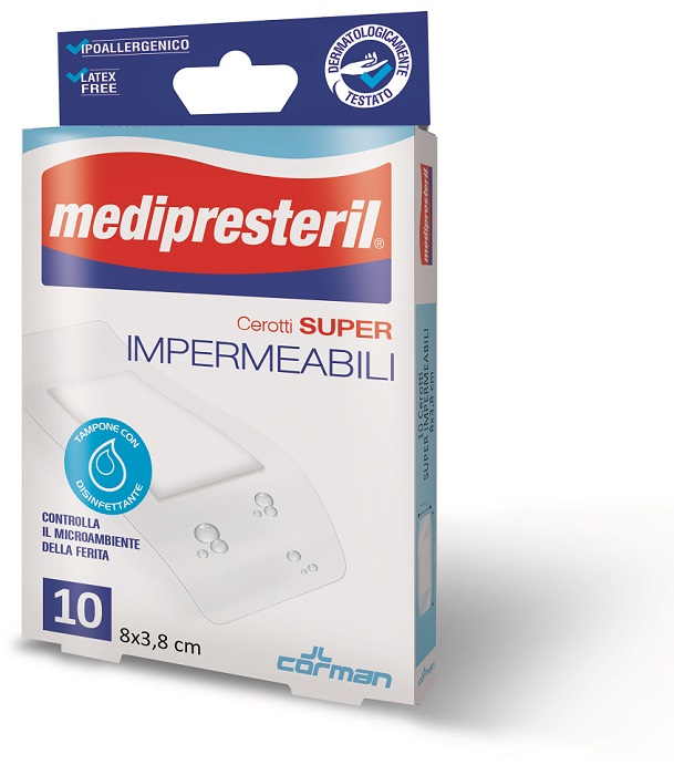 MEDIPRESTERIL CEROTTI IMPERMIABILI SUPER 8 X 3,8 10 PEZZI - pharmaluna