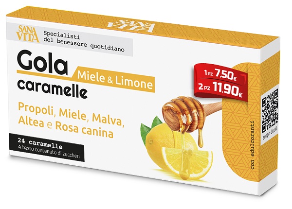 SANAVITA GOLA LIMONE MIELE 24 COMPRESSE - pharmaluna