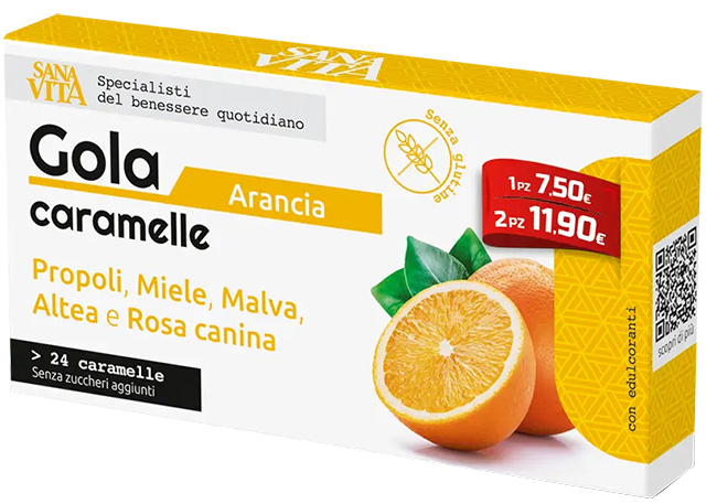 SANAVITA GOLA ARANCIA 24 COMPRESSE - pharmaluna