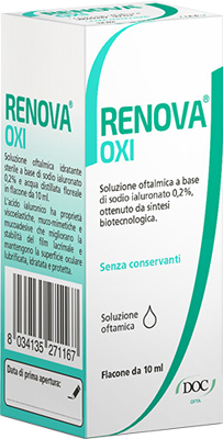 RENOVA OXI COLLIRIO SOLUZIONE OFTALMICA A BASE DI ACIDO IALURONICO 0,2% FLACONE DA 10 ML - pharmaluna