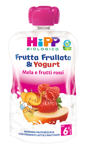 HIPP BIO FRUTTA FRULLATA YOGURT MELA FRUTTI ROSSI 90 G - pharmaluna