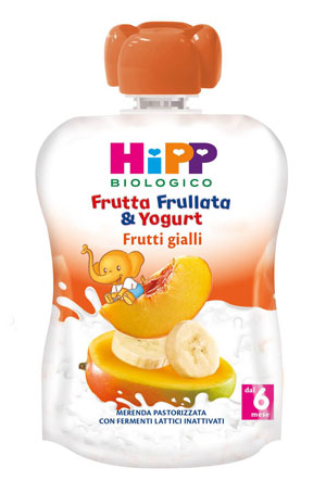 HIPP BIO FRUTTA FRULLATA YOGURT FRUTTI GIALLI 90 G - pharmaluna