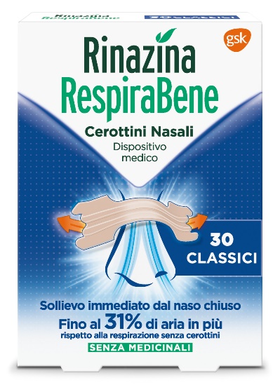 RINAZINA RESPIRABENE CEROTTI NASALI CLASSICI CARTON 30 PEZZI - pharmaluna