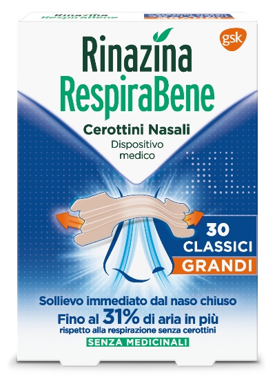 RINAZINA RESPIRABENE CEROTTI NASALI CLASSICI GRANDI CARTON 30 PEZZI - pharmaluna