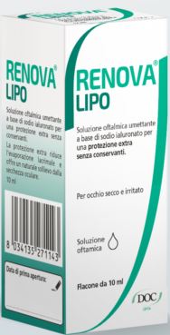 RENOVA COLLIRIO SOSTITUTO LACRIMALE A BASE DI ACIDO IALURONICO 0,4% E LIPIDI FLACONE DA 10 ML SENZA CONSERVANTI - pharmaluna
