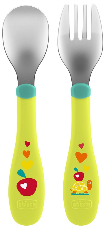 CHICCO POSATE INOX 18M+ VERDE - pharmaluna