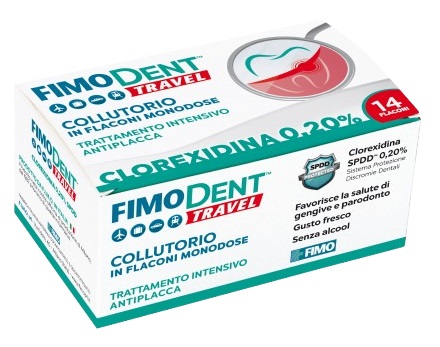 FIMODENT TRAVEL COLLUTORIO CLOREXIDINA SPDD 0,20% 14 FLACONCINI MONODOSE 10 ML - pharmaluna