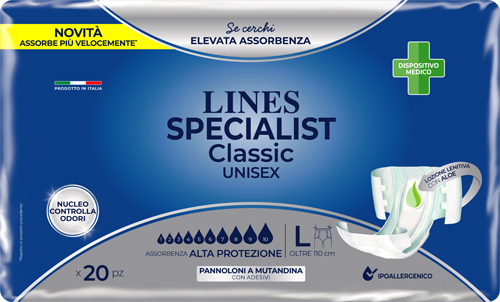 PANNOLONE A MUTANDA LINES SPECIALIST CLASSIC ALTAPROTEZIONE MG 20 PEZZI - pharmaluna